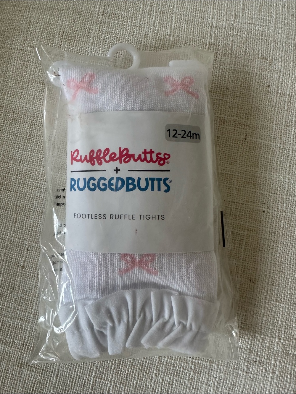 Ruffle Butts- White Footless Ruffle Tights with Pink Bows Brand New
